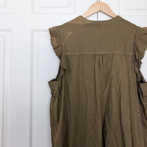 Anthropologie Pilcro Button Down Ruffle Dress in Green - Picture 15 of 15